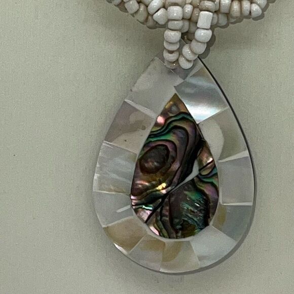 Shell Bohemian Statement Fashion Necklace Pendant Collar Mother Of Pearl Abalone - Picture 5 of 7